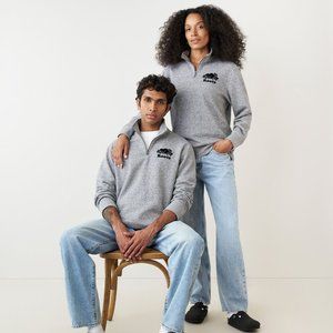 ROOTS Salt & Pepper Quarter Zip Up Polo Sweatshirt Size L Gender Neutral